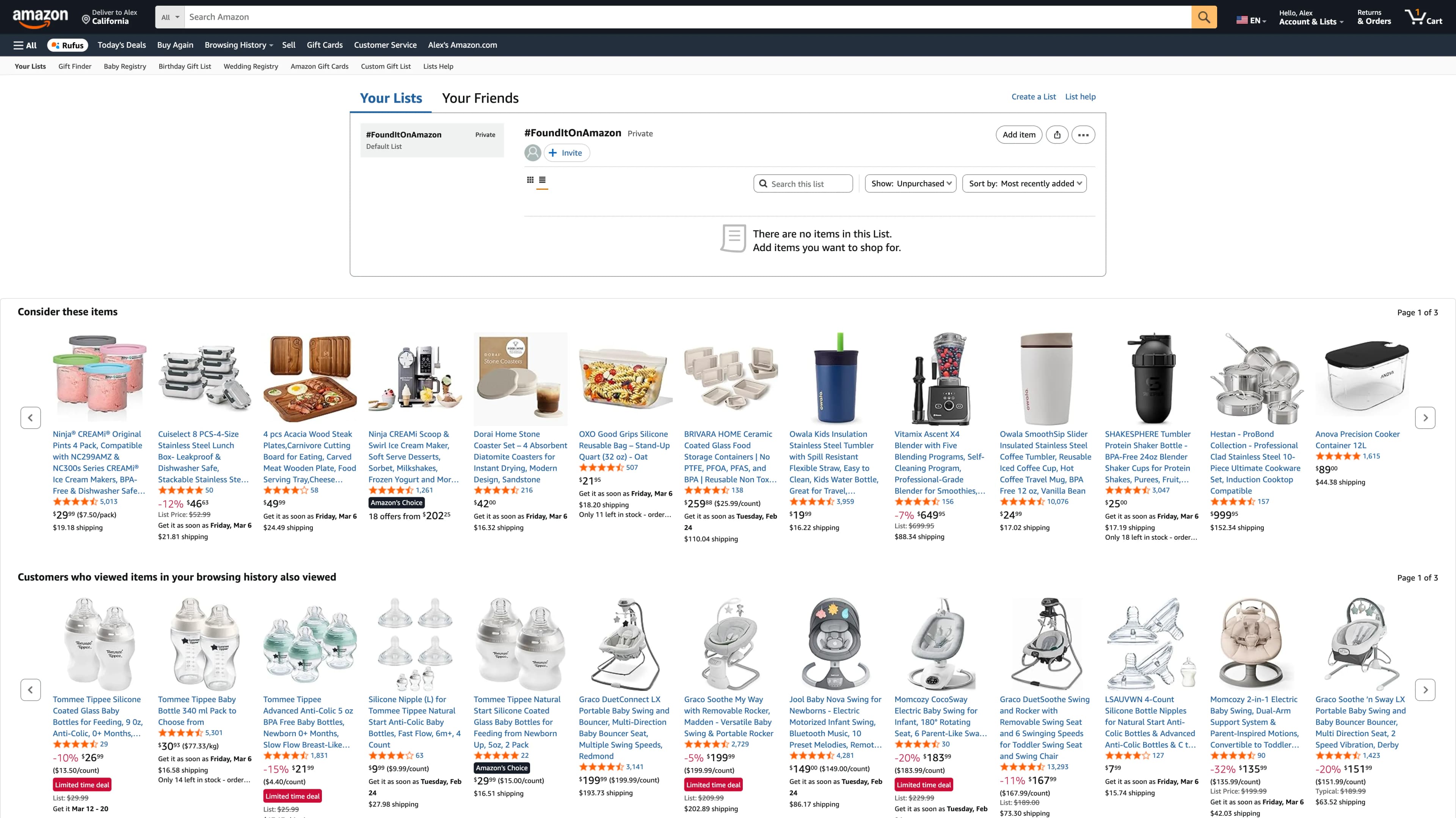 Screenshot of Amazon Wish List