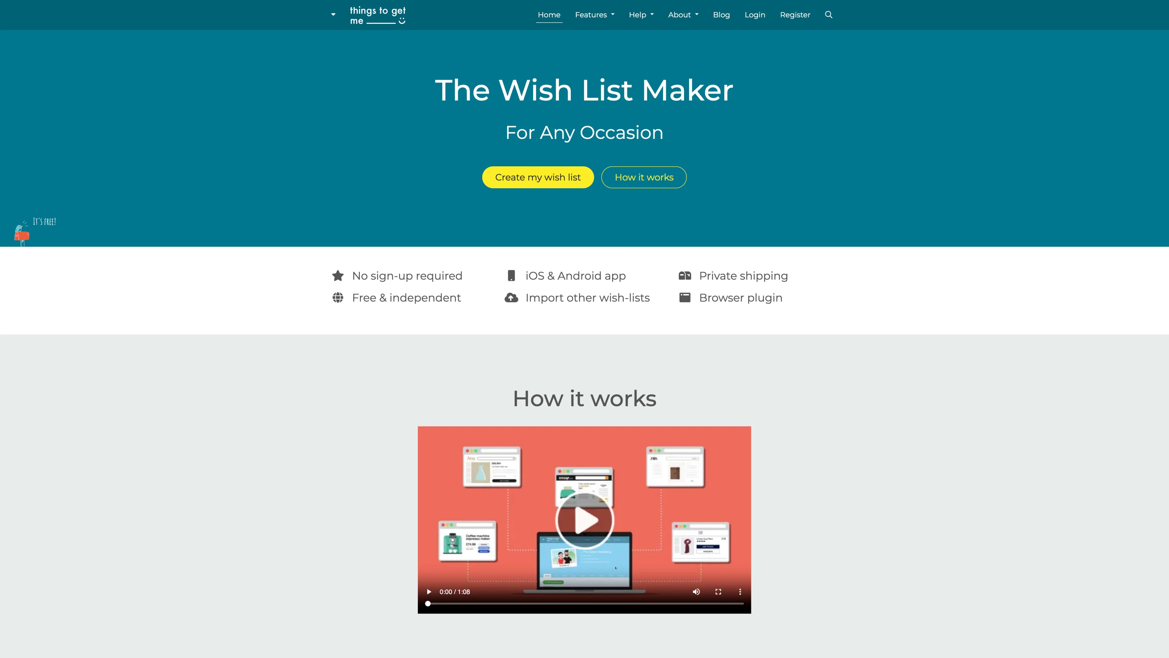 Screenshot of Things To Get Me