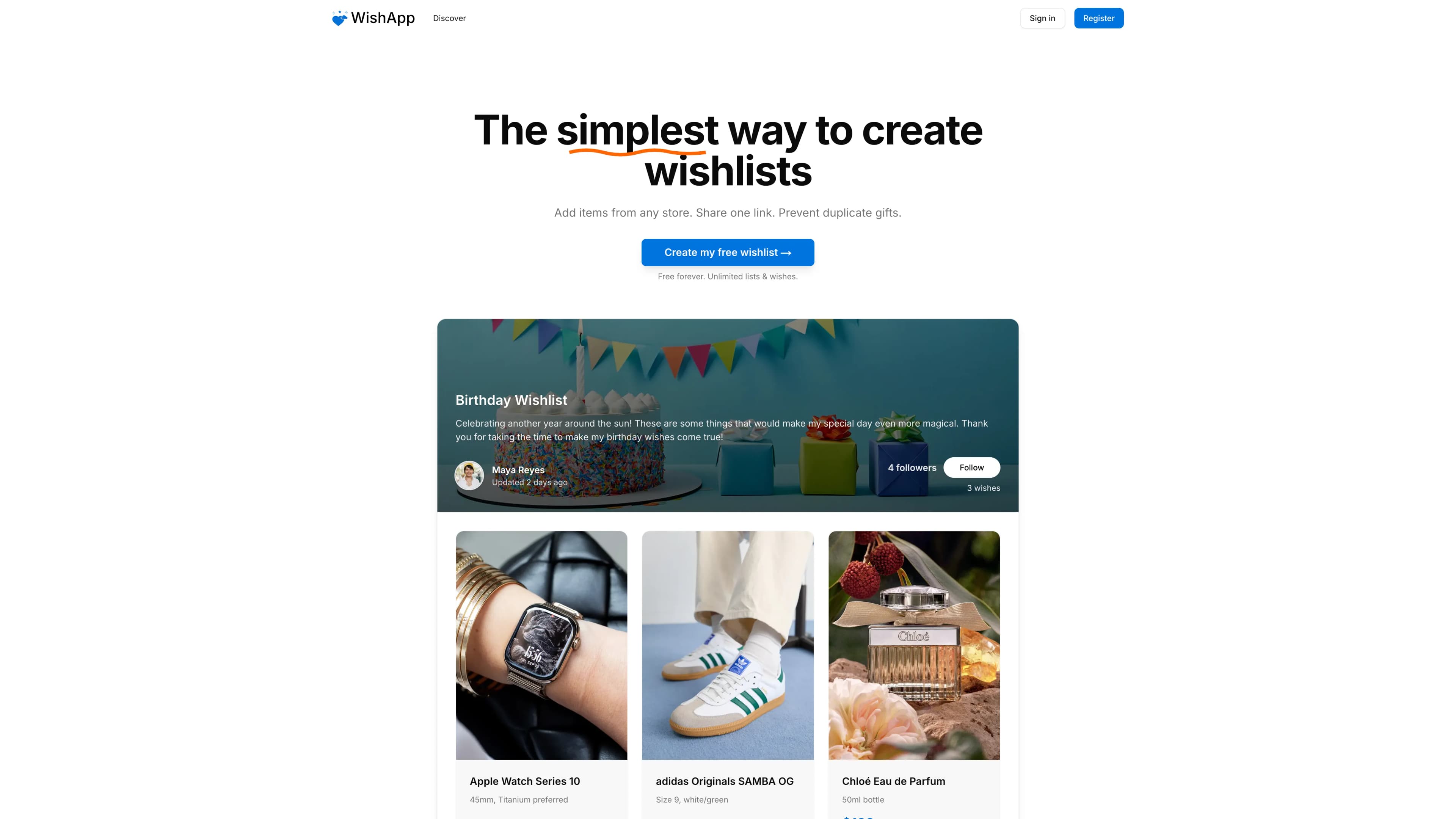 Screenshot of WishApp